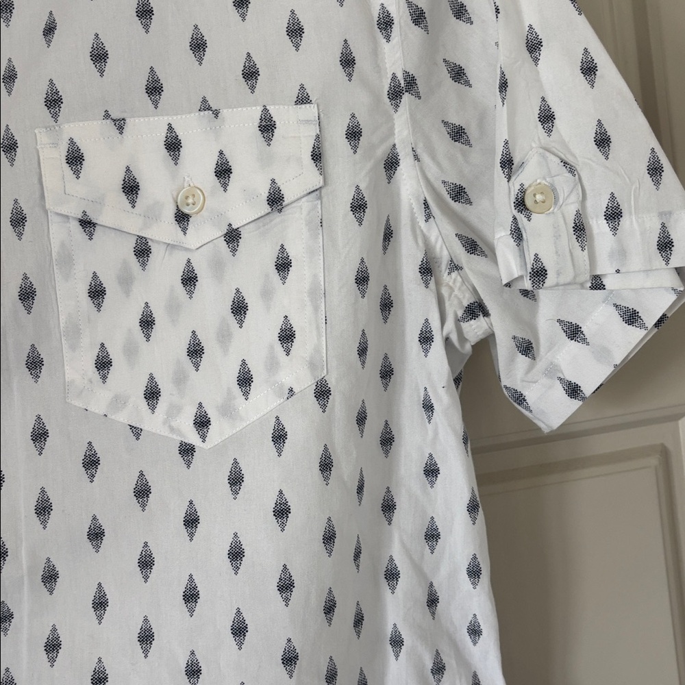 Jachs New York White and Black Geometric Short Sleeve button down Shirt medium- - Picture 4 of 10